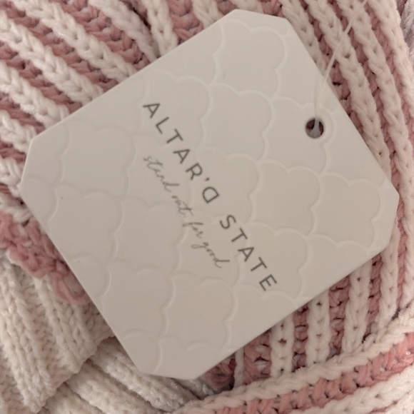 NWT [Altar'd State] Striped Oversized Ribbed Knit Pink Sweater Womens XXS XS S M - Picture 15 of 16